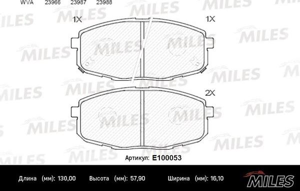 Miles E100053 - Əyləc altlığı dəsti, əyləc diski furqanavto.az