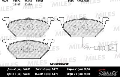 Miles E100061 - Əyləc altlığı dəsti, əyləc diski furqanavto.az