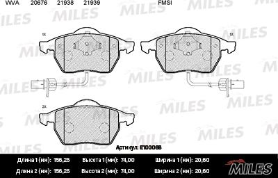 Miles E100068 - Əyləc altlığı dəsti, əyləc diski www.furqanavto.az