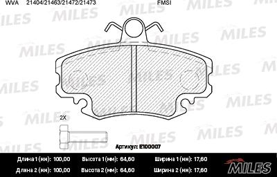 Miles E100007 - Əyləc altlığı dəsti, əyləc diski furqanavto.az