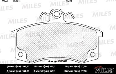 Miles E100025 - Əyləc altlığı dəsti, əyləc diski www.furqanavto.az