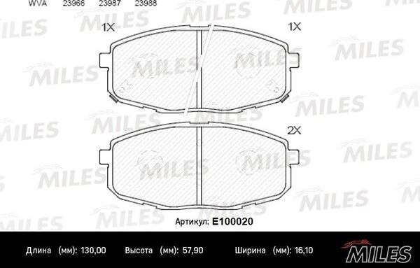 Miles E100020 - Əyləc altlığı dəsti, əyləc diski furqanavto.az