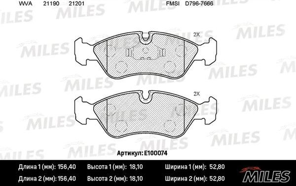 Miles E100074 - Əyləc altlığı dəsti, əyləc diski www.furqanavto.az