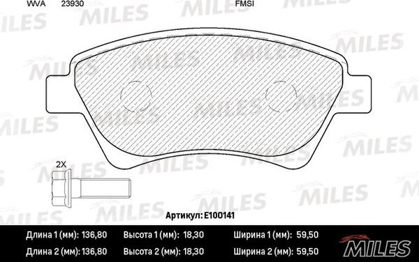 Miles E100141 - Əyləc altlığı dəsti, əyləc diski furqanavto.az