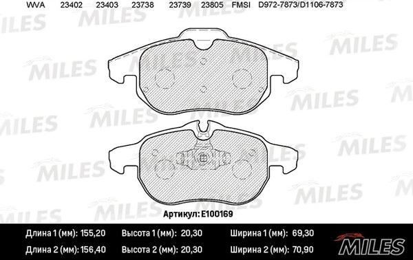 Miles E100169 - Əyləc altlığı dəsti, əyləc diski furqanavto.az