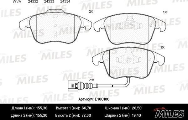 Miles E100186 - Əyləc altlığı dəsti, əyləc diski furqanavto.az