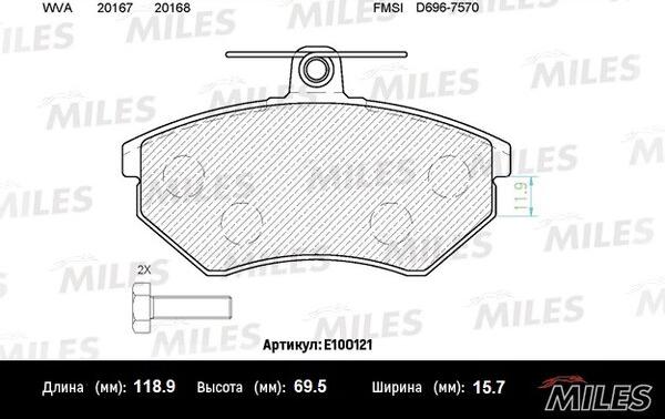 Miles E100121 - Əyləc altlığı dəsti, əyləc diski furqanavto.az