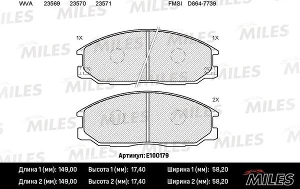 Miles E100179 - Əyləc altlığı dəsti, əyləc diski furqanavto.az