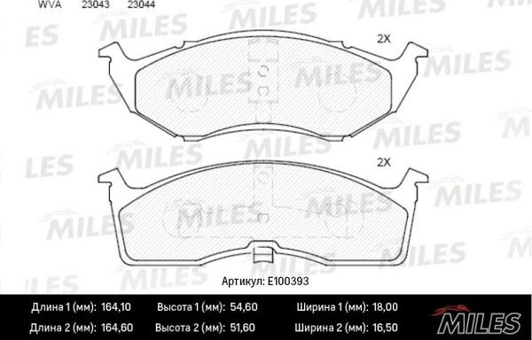 Miles E100393 - Əyləc altlığı dəsti, əyləc diski furqanavto.az