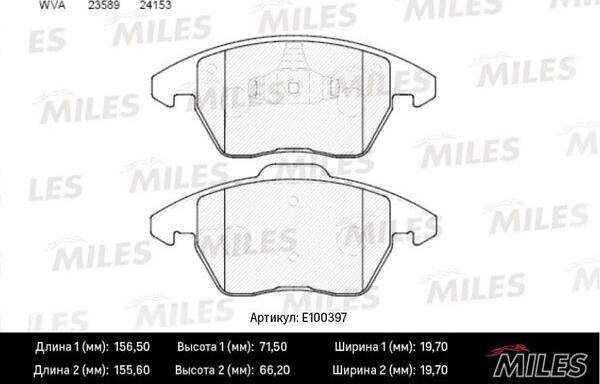 Miles E100397 - Əyləc altlığı dəsti, əyləc diski furqanavto.az