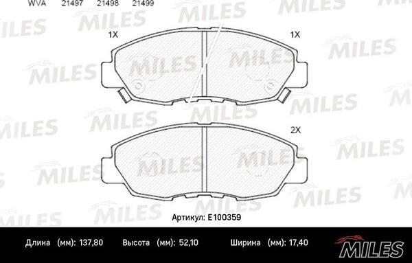 Miles E100359 - Əyləc altlığı dəsti, əyləc diski furqanavto.az