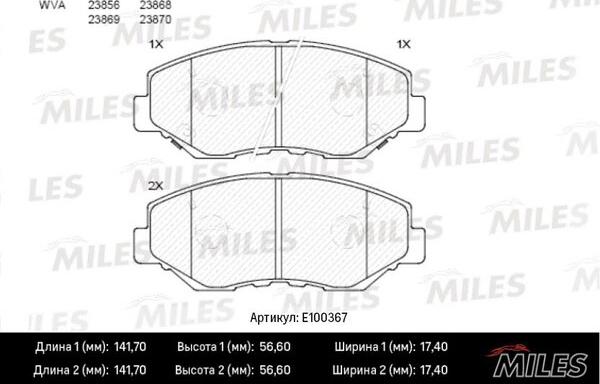 Miles E100367 - Əyləc altlığı dəsti, əyləc diski furqanavto.az