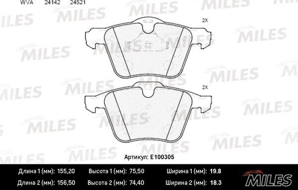 Miles E100305 - Əyləc altlığı dəsti, əyləc diski furqanavto.az