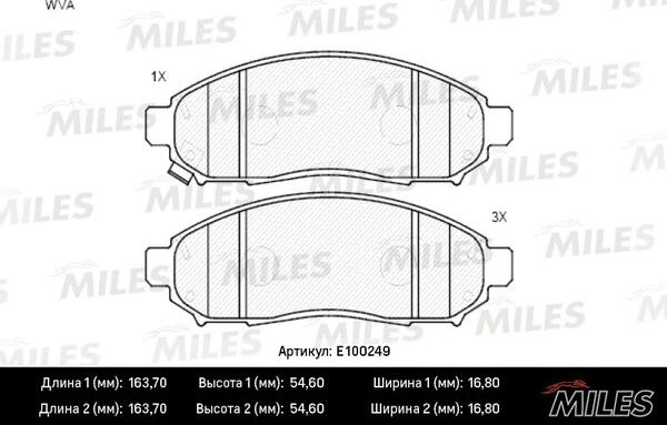 Miles E100249 - Əyləc altlığı dəsti, əyləc diski furqanavto.az