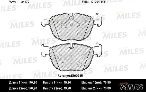 Miles E100245 - Əyləc altlığı dəsti, əyləc diski furqanavto.az