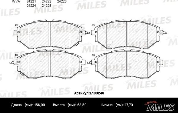 Miles E100248 - Əyləc altlığı dəsti, əyləc diski furqanavto.az