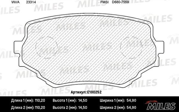 Miles E100252 - Əyləc altlığı dəsti, əyləc diski furqanavto.az