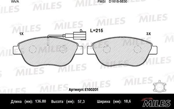 Miles E100201 - Əyləc altlığı dəsti, əyləc diski furqanavto.az