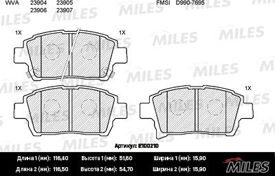 Miles E100210 - Əyləc altlığı dəsti, əyləc diski furqanavto.az