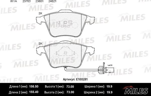 Miles E100281 - Əyləc altlığı dəsti, əyləc diski furqanavto.az