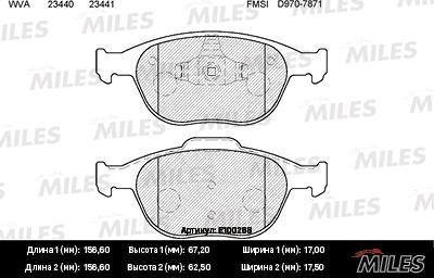 Miles E100288 - Əyləc altlığı dəsti, əyləc diski furqanavto.az