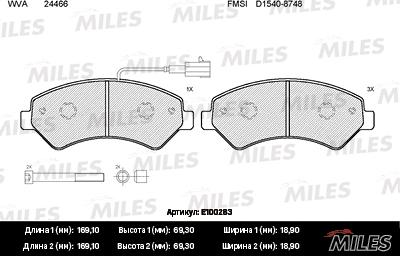 Miles E100283 - Əyləc altlığı dəsti, əyləc diski furqanavto.az