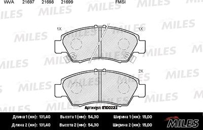 Miles E100222 - Əyləc altlığı dəsti, əyləc diski furqanavto.az