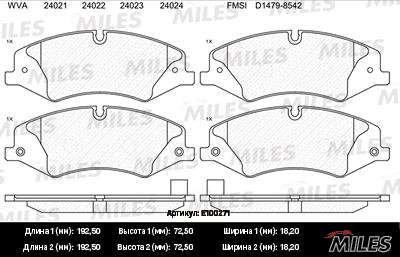 Miles E100271 - Əyləc altlığı dəsti, əyləc diski furqanavto.az