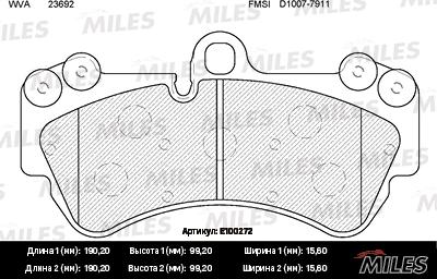 Miles E100272 - Əyləc altlığı dəsti, əyləc diski furqanavto.az