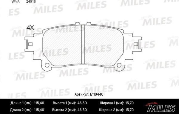 Miles E110440 - Əyləc altlığı dəsti, əyləc diski furqanavto.az