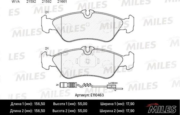 Miles E110463 - Əyləc altlığı dəsti, əyləc diski furqanavto.az