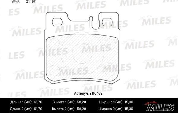 Miles E110462 - Əyləc altlığı dəsti, əyləc diski furqanavto.az