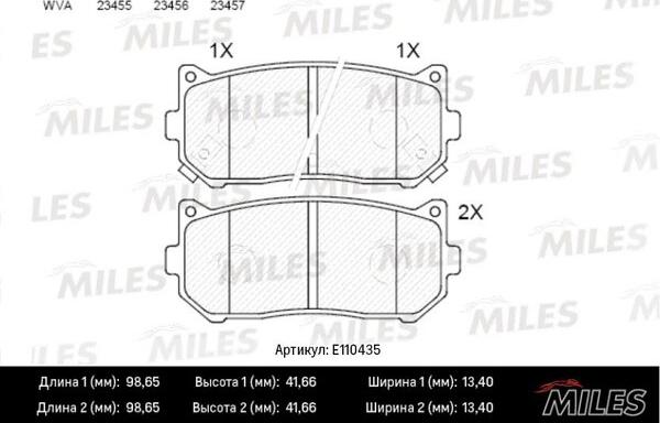 Miles E110435 - Əyləc altlığı dəsti, əyləc diski furqanavto.az