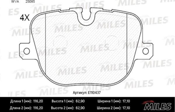 Miles E110437 - Əyləc altlığı dəsti, əyləc diski www.furqanavto.az