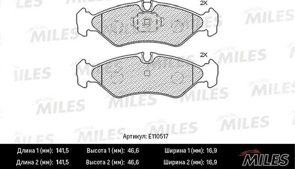 Miles E110517 - Əyləc altlığı dəsti, əyləc diski furqanavto.az