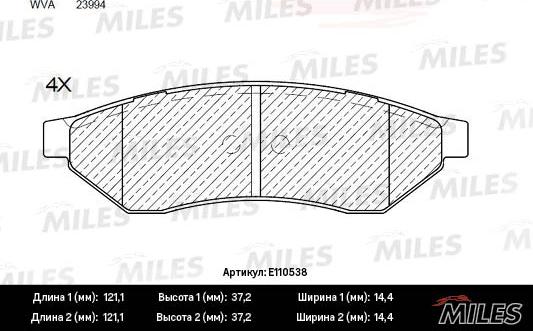 Miles E110538 - Əyləc altlığı dəsti, əyləc diski furqanavto.az