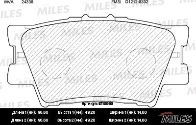 Miles E110060 - Əyləc altlığı dəsti, əyləc diski furqanavto.az