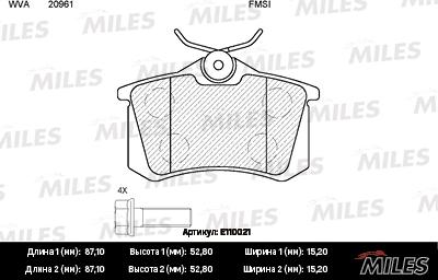 Miles E110021 - Əyləc altlığı dəsti, əyləc diski furqanavto.az