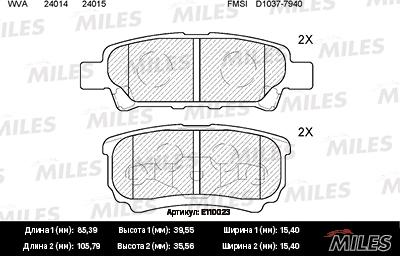 Miles E110023 - Əyləc altlığı dəsti, əyləc diski furqanavto.az