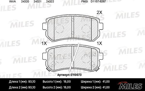 Miles E110073 - Əyləc altlığı dəsti, əyləc diski furqanavto.az