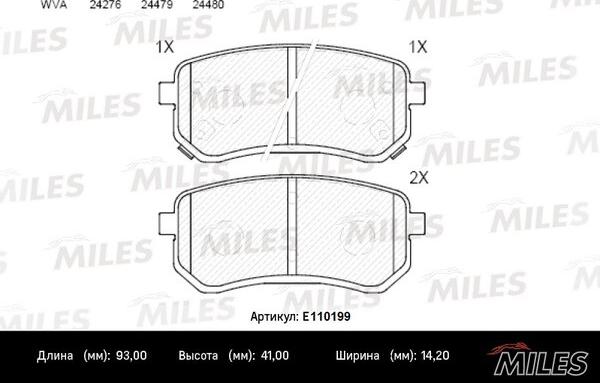 Miles E110199 - Əyləc altlığı dəsti, əyləc diski furqanavto.az