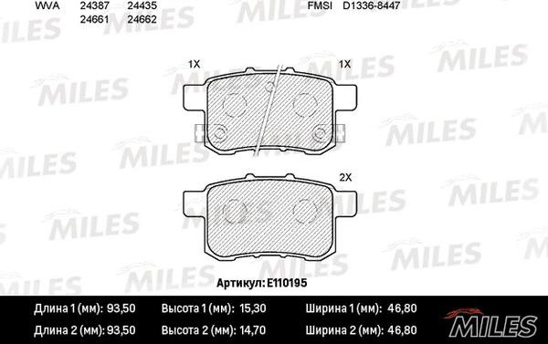 Miles E110195 - Əyləc altlığı dəsti, əyləc diski furqanavto.az