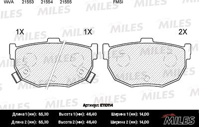 Miles E110114 - Əyləc altlığı dəsti, əyləc diski furqanavto.az