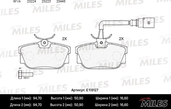 Miles E110127 - Əyləc altlığı dəsti, əyləc diski furqanavto.az