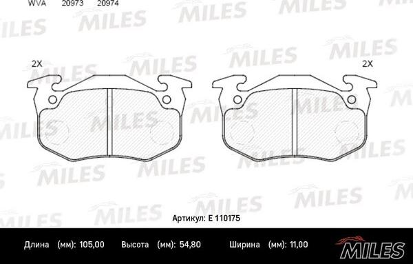 Miles E110175 - Əyləc altlığı dəsti, əyləc diski furqanavto.az