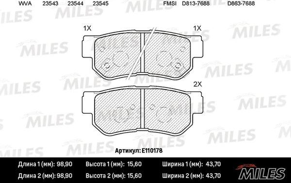 Miles E110178 - Əyləc altlığı dəsti, əyləc diski furqanavto.az