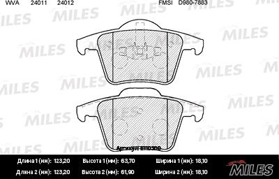 Miles E110300 - Əyləc altlığı dəsti, əyləc diski furqanavto.az