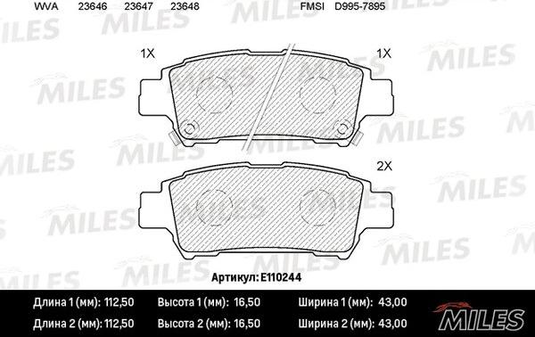 Miles E110244 - Əyləc altlığı dəsti, əyləc diski furqanavto.az