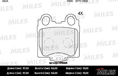 Miles E110241 - Əyləc altlığı dəsti, əyləc diski furqanavto.az