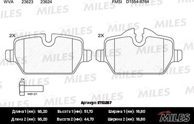 Miles E110267 - Əyləc altlığı dəsti, əyləc diski furqanavto.az